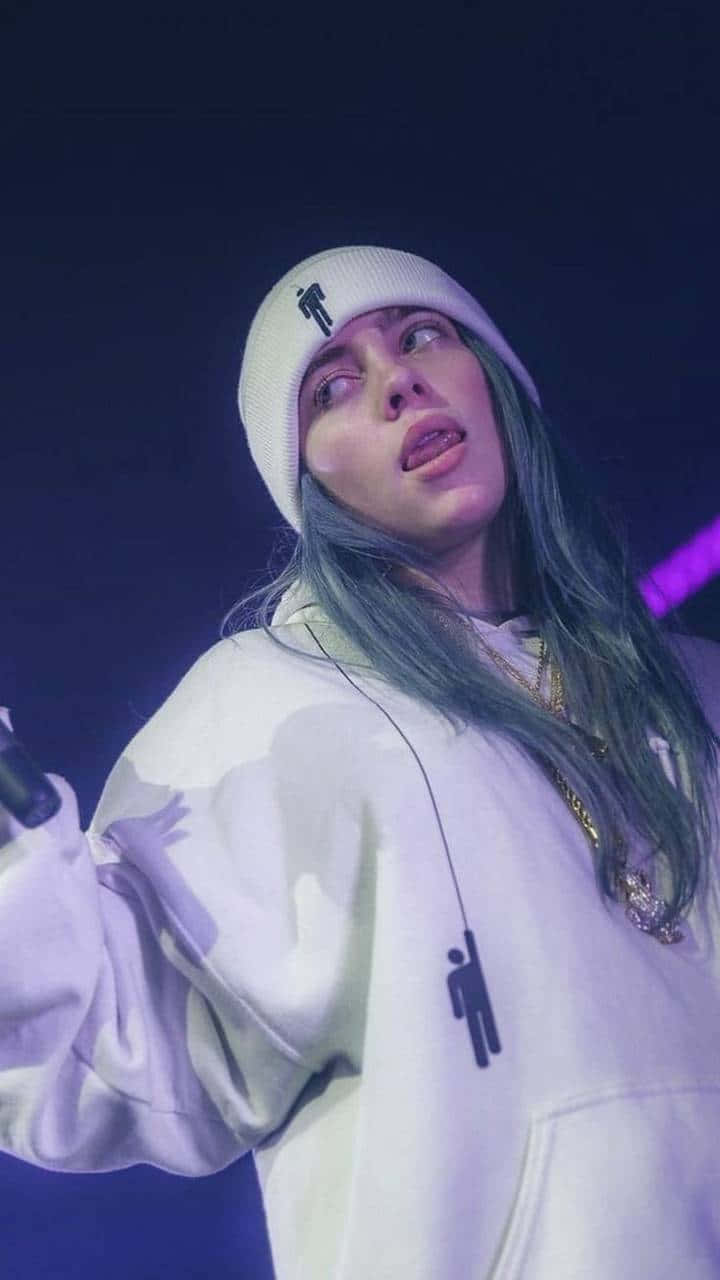 All-white Outfit Billie Eilish Purple Wallpaper