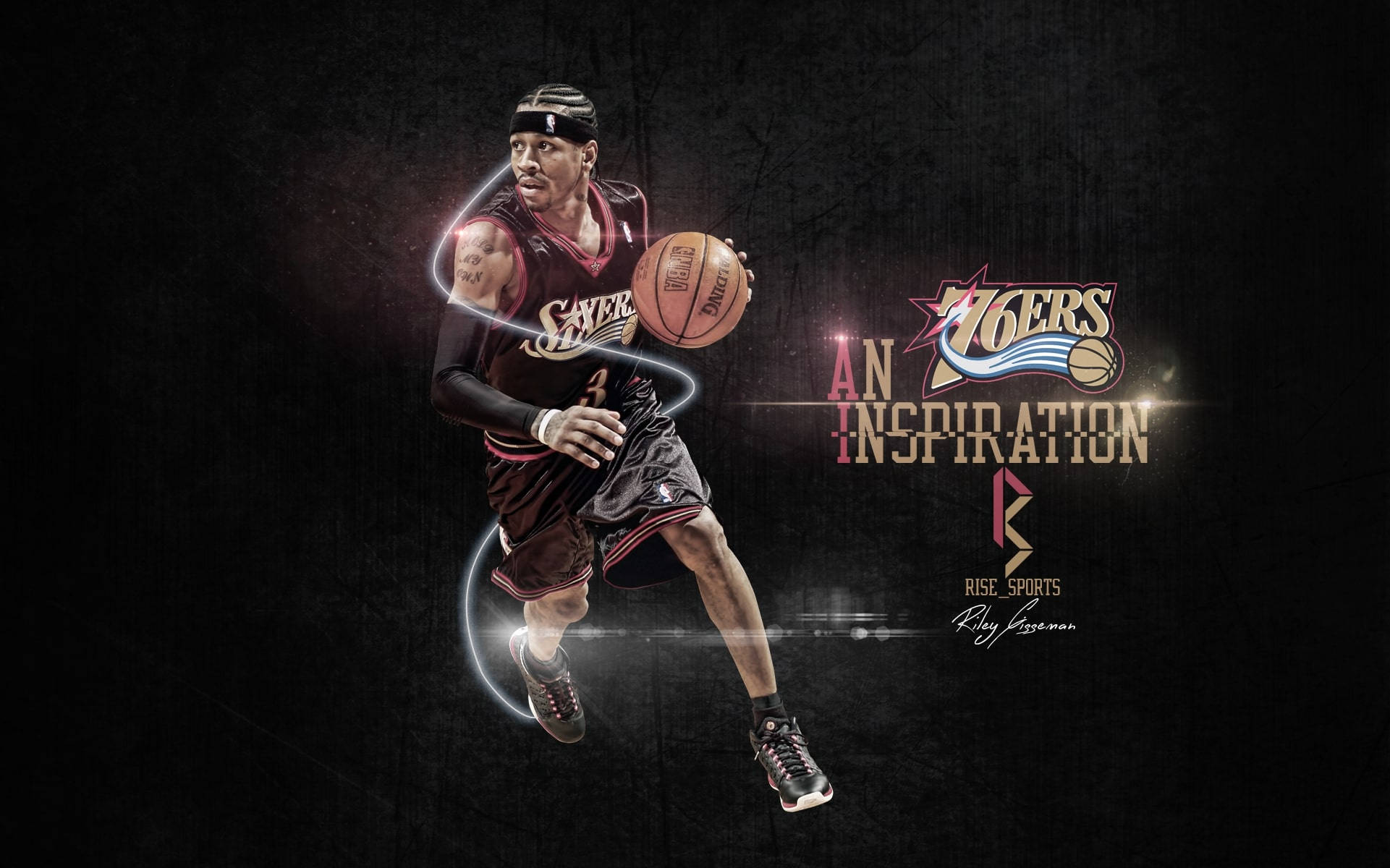 Allen Iverson With Line Art Graphic Wallpaper