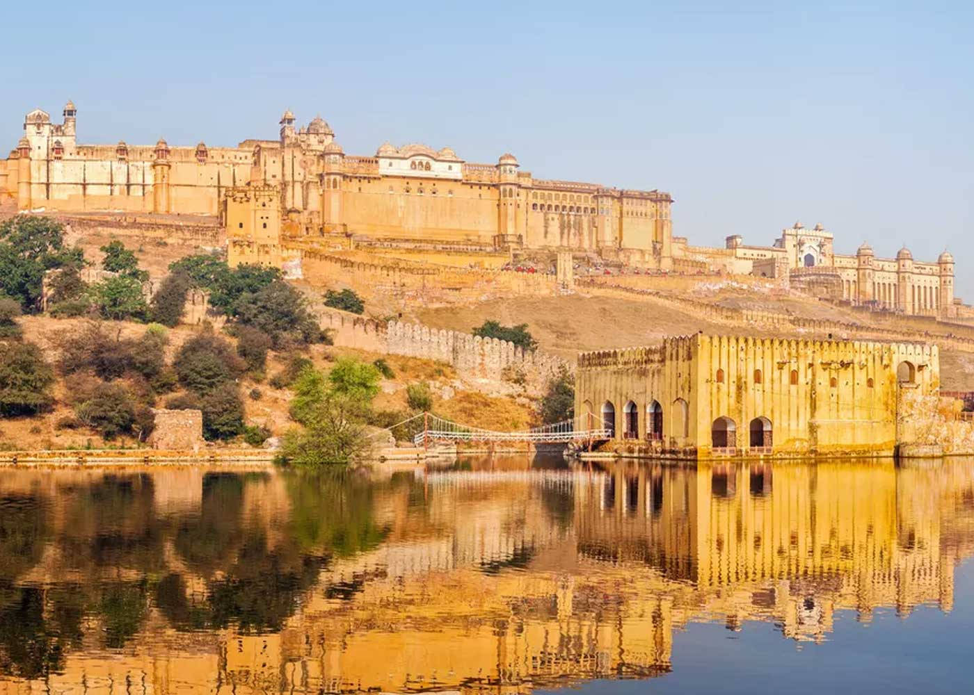 Amber Fort Jaipur Reflection Maota Lake Wallpaper