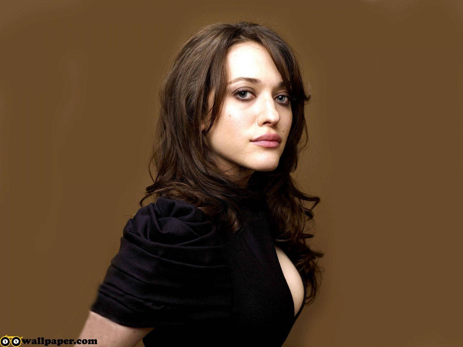 American Actress Kat Dennings In Guess Portrait Studio Wallpaper