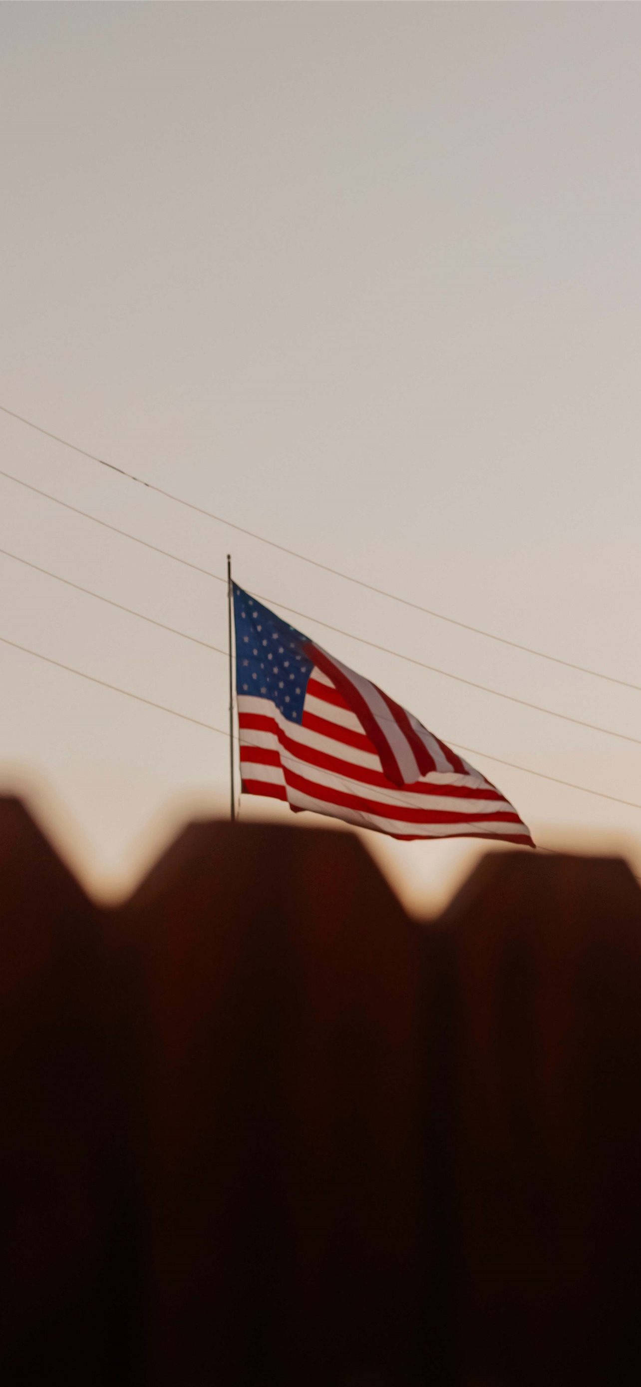 American Flag Cool Iphone Over Fence Wallpaper