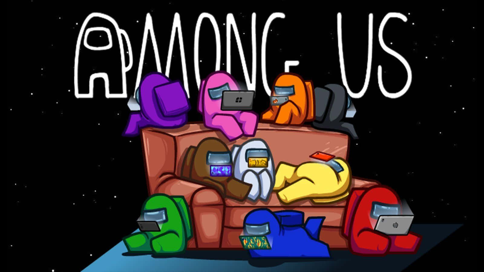 Among Us Galaxy Characters Aesthetic Landscape Wallpaper