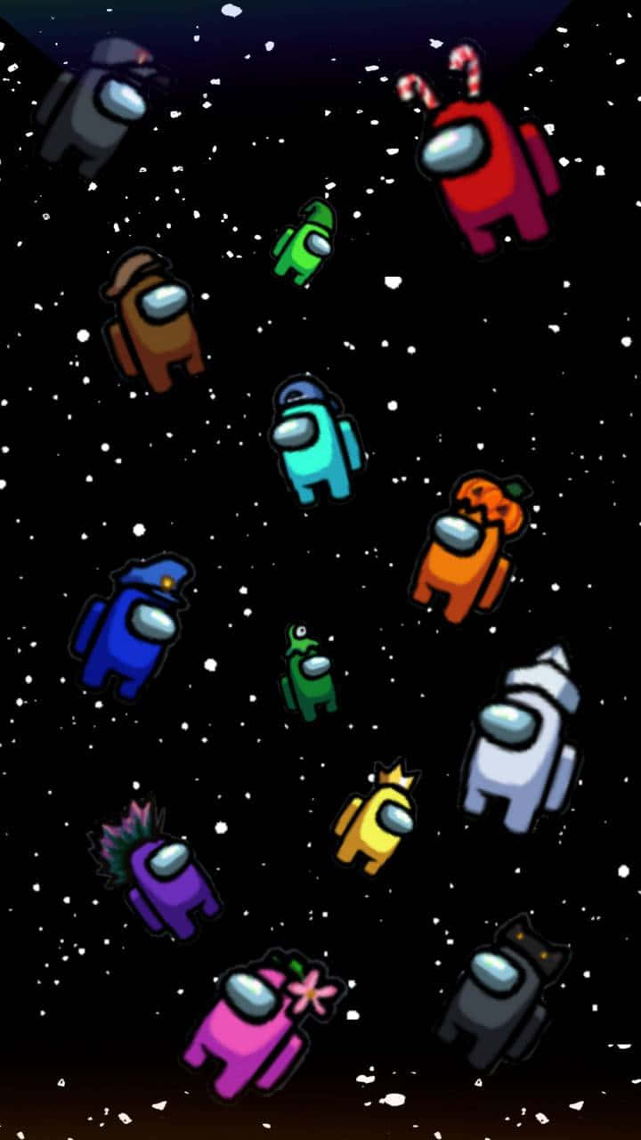 Among Us Galaxy Colorful Characters Portrait Wallpaper
