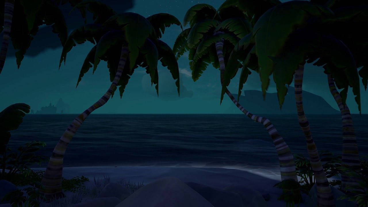 An Idyllic Night On The Pirate’s Grassy Seaside Wallpaper