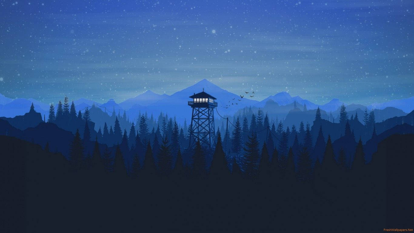 An Isolated Tower In A Peaceful Winter Night Wallpaper