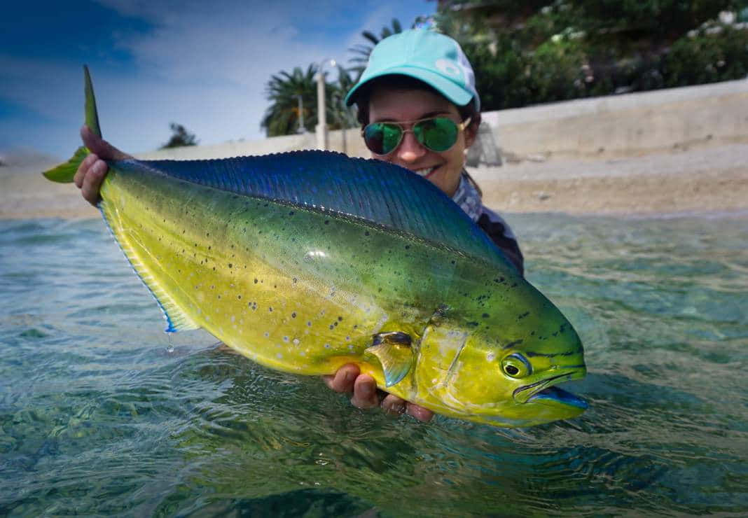 Anglerwith Caught Mahi Mahi Wallpaper