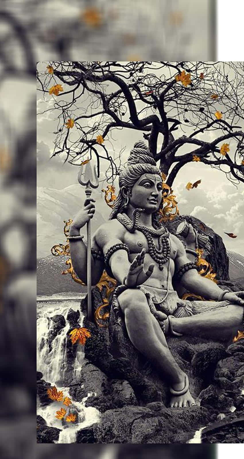 Angry Mahadev Statue Nature Backdrop H D Wallpaper