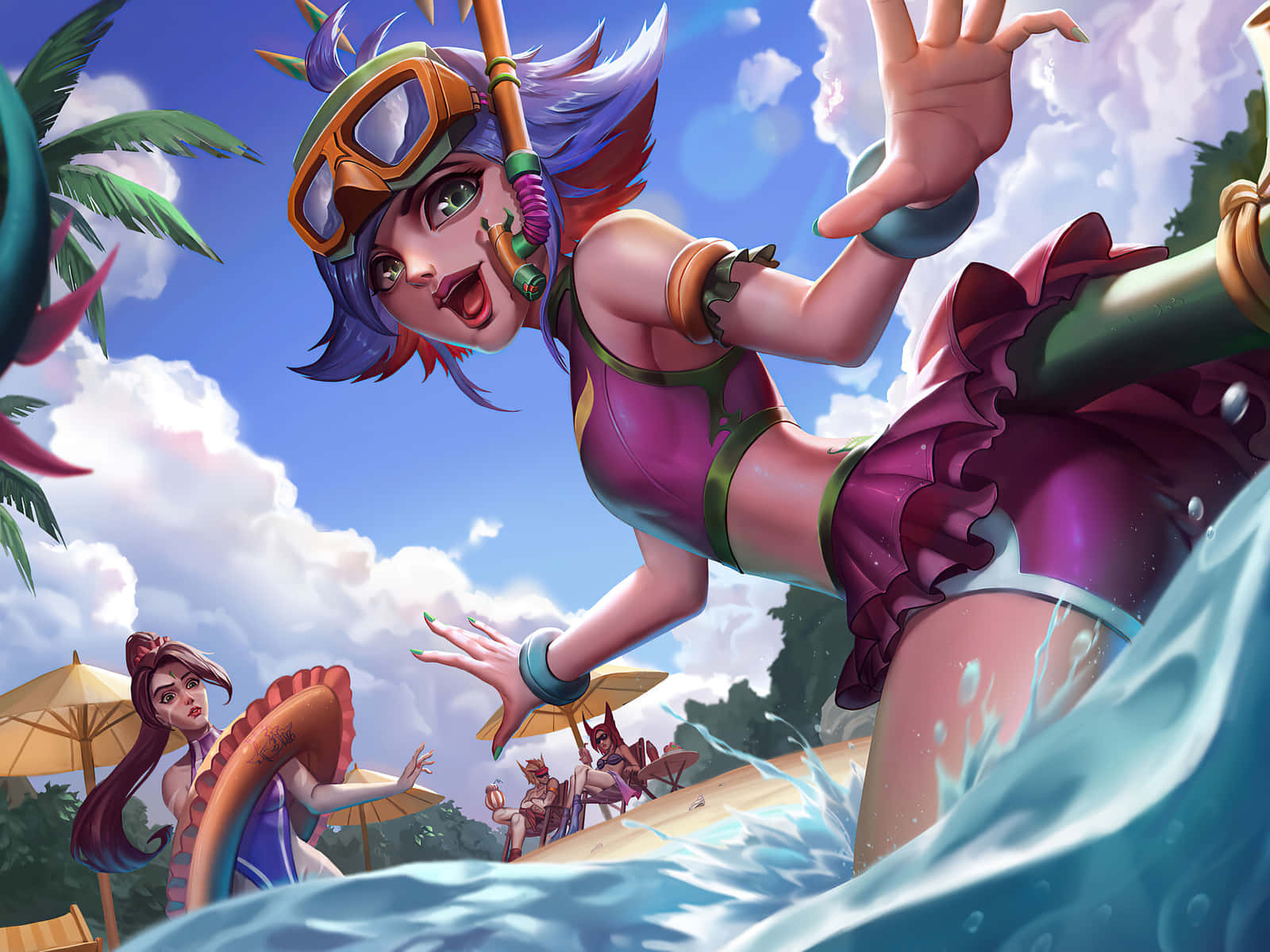 Animated Pool Party Dive Wallpaper