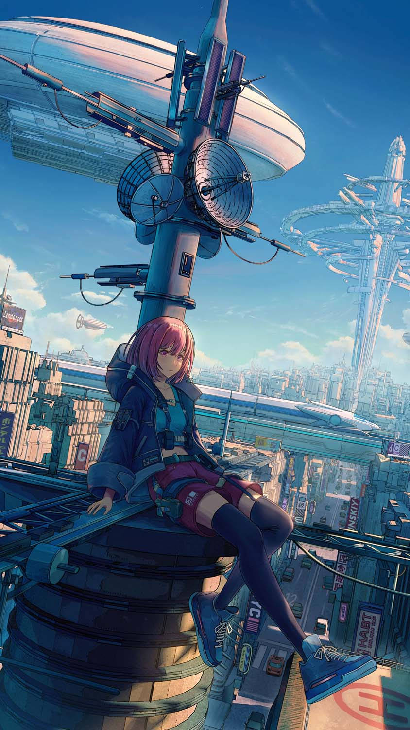 Anime Girl Cyberpunk Iphone X Wallpaper