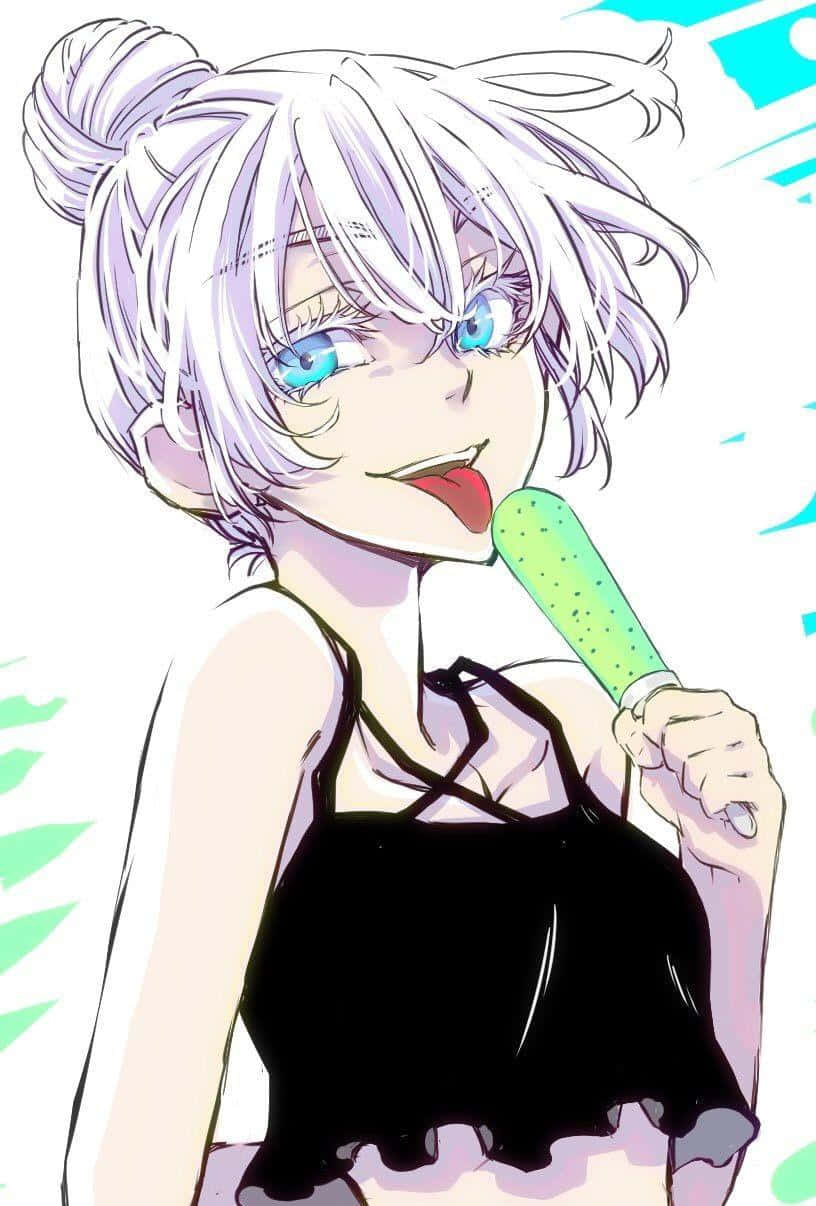 Anime Girl Eating Ice Pop Wallpaper