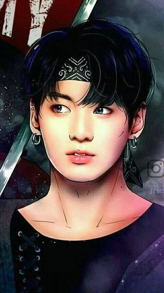 Anime Jungkook With Black Bandana Wallpaper