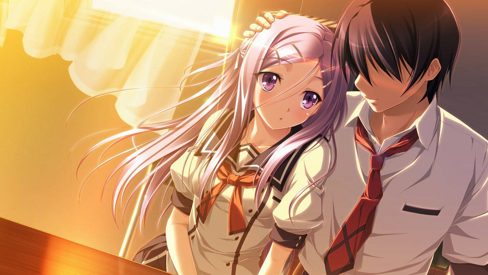 Anime Love High School Students Wallpaper