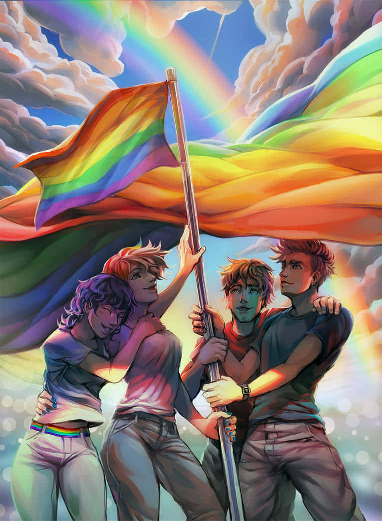 Anime Raising Lgbt Flag Wallpaper