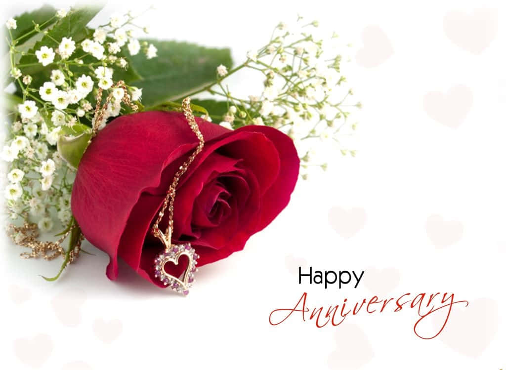 Anniversary Rose With Heart-shaped Necklace Wallpaper