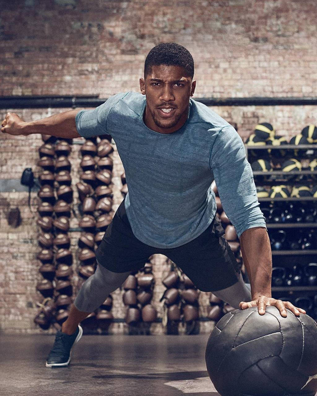 Anthony Joshua Holding Down Ball Wallpaper