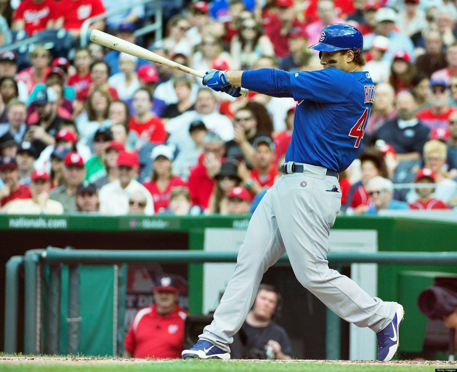 Anthony Rizzo Bat Swing Blue Wallpaper