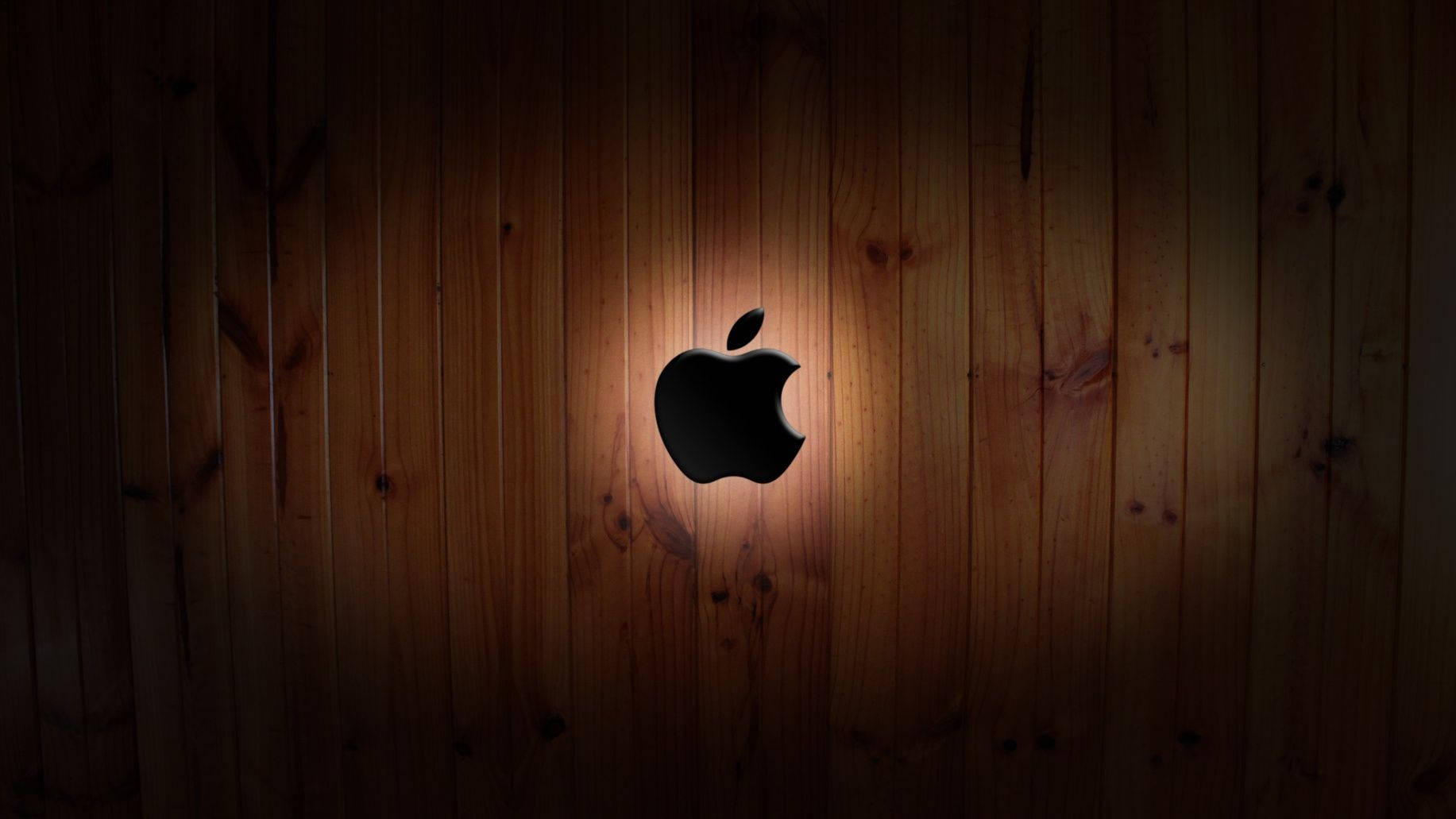 Apple Logo Crafted On Wood. Wallpaper