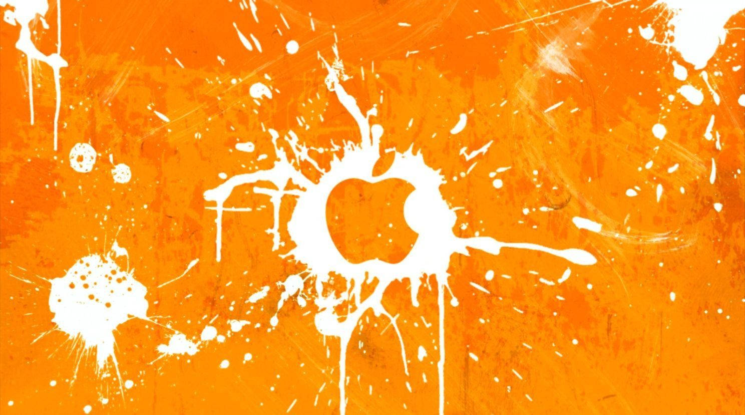 Apple Logo Paint Orange Phone Wallpaper