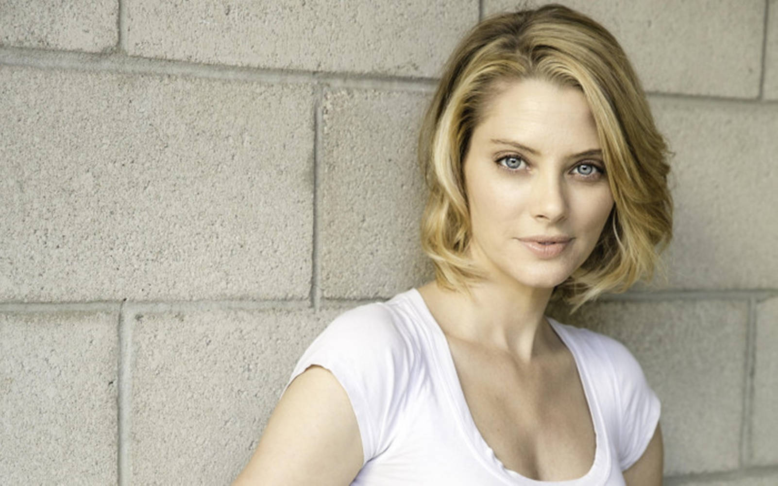 April Bowlby On A Concrete Brick Wall Wallpaper