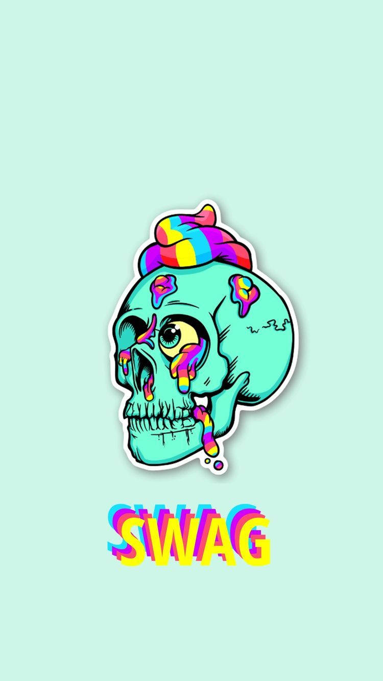 Aqua Blue Skull Swag Wallpaper