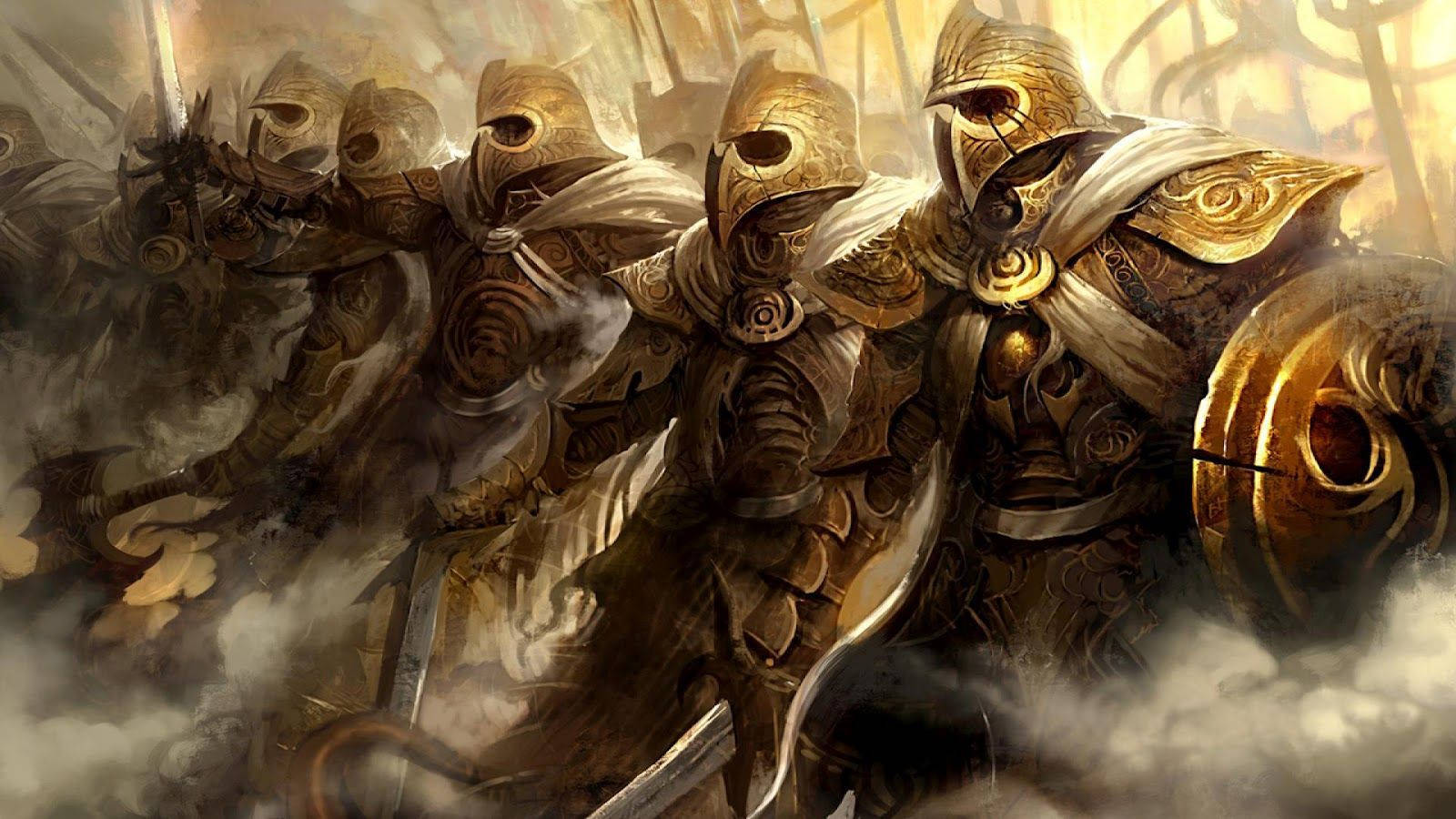 Armored Knights Fight For Honor In A Medieval Guild War Wallpaper