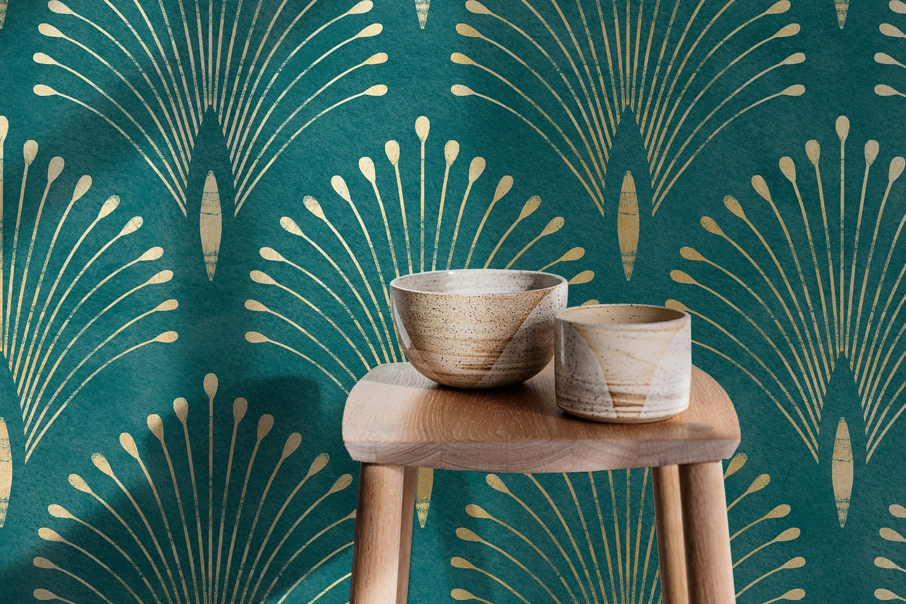 Art Deco Wallpaperwith Ceramic Bowls Wallpaper