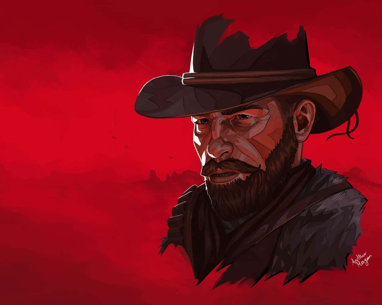 Arthur Morgan Red Backdrop Artwork Wallpaper