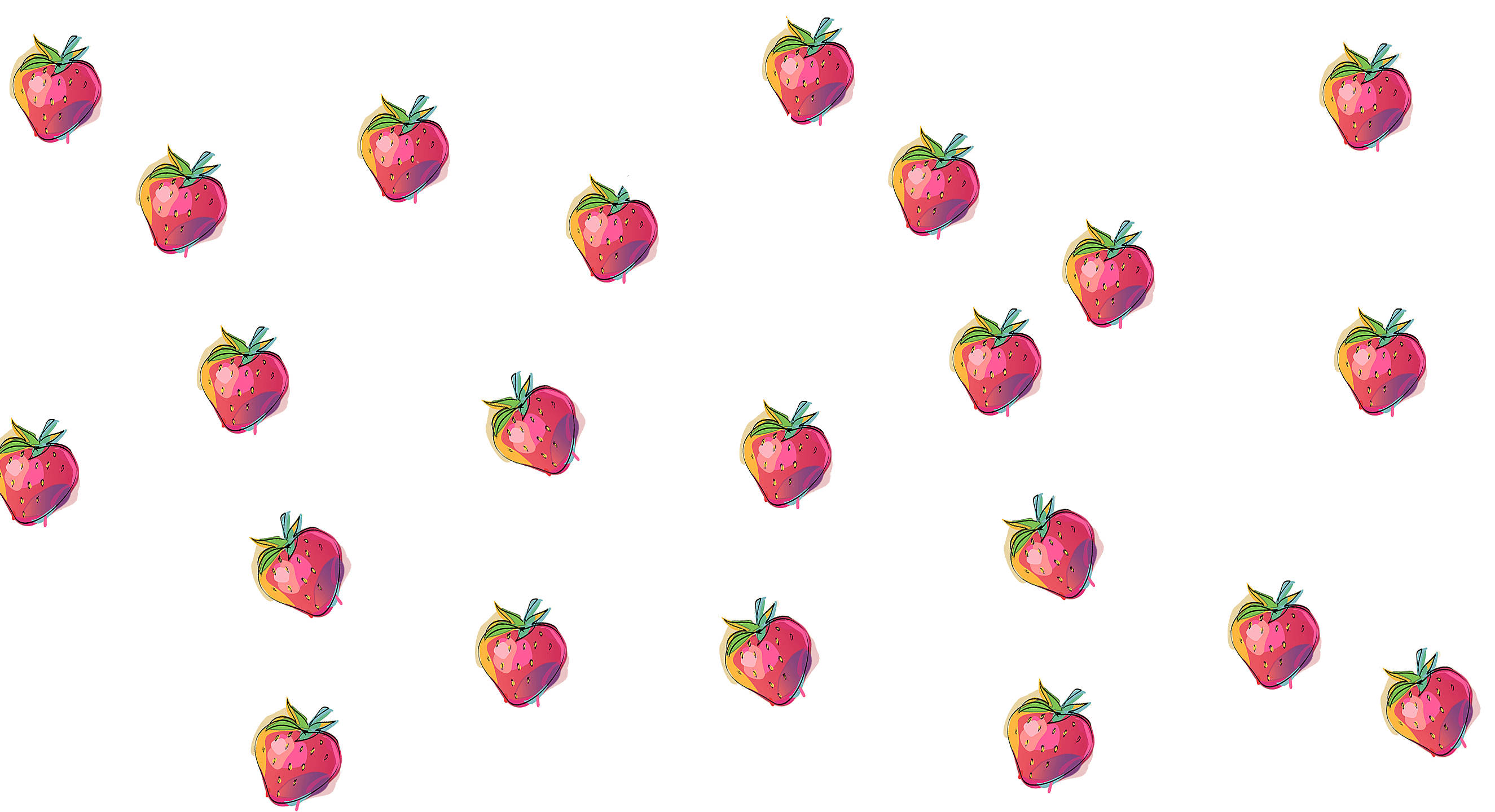 Artistic Paintings Of Strawberries Desktop Wallpaper