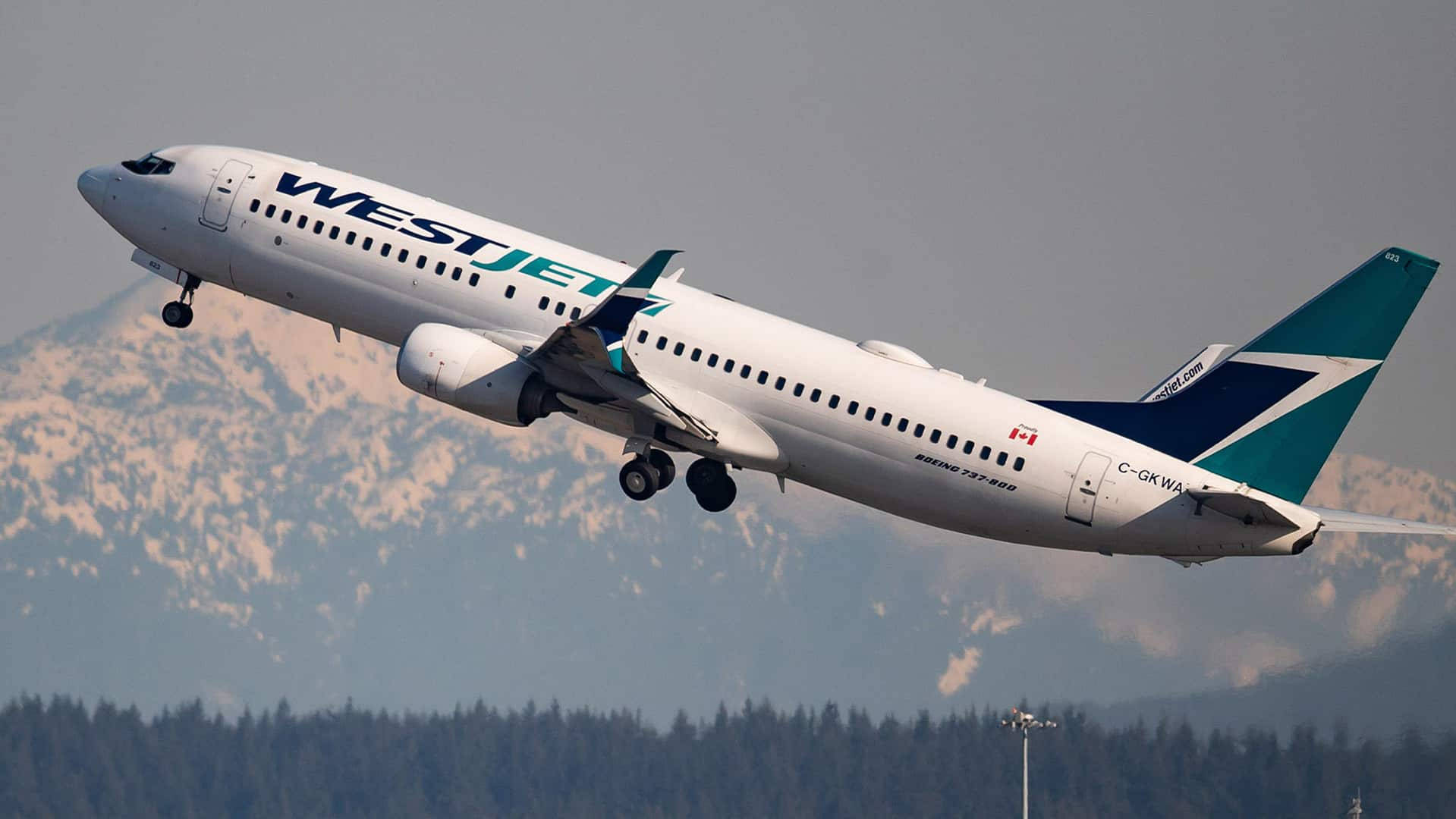 Ascending Westjet Airline Plane Wallpaper