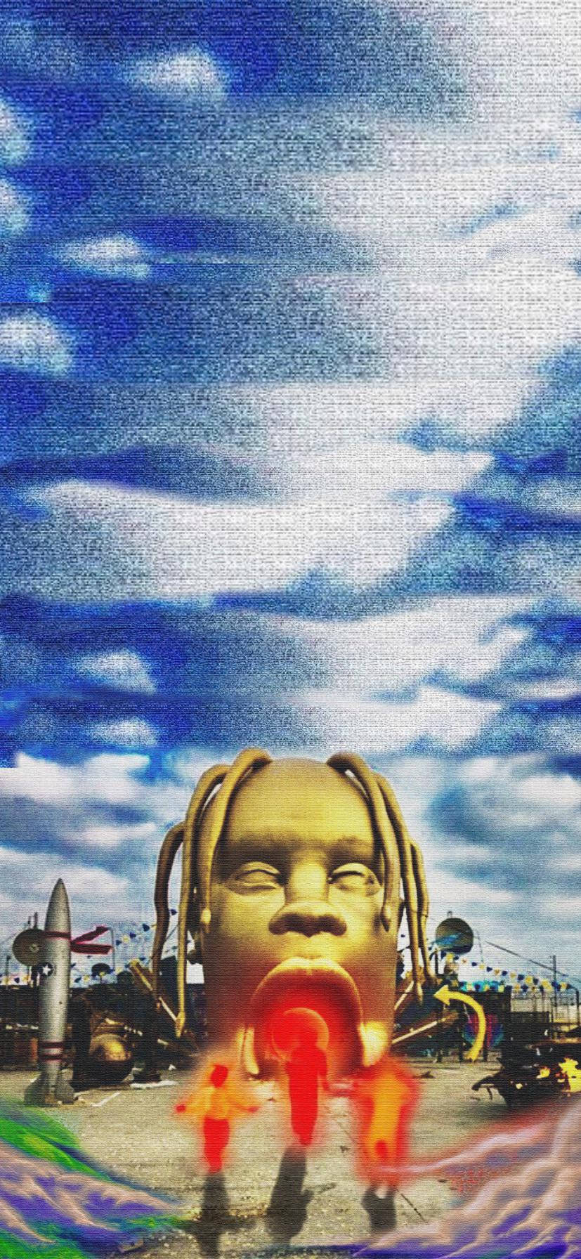 Astroworld Iphone Artwork People Walking Wallpaper