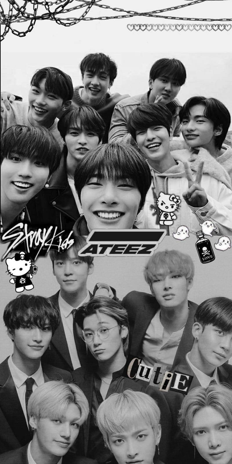 Ateez Black And White Phone Wallpaper