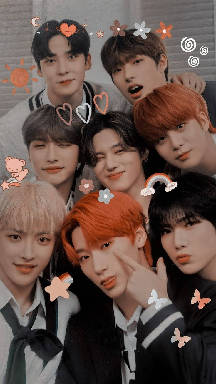 Ateez With Stickers Wallpaper