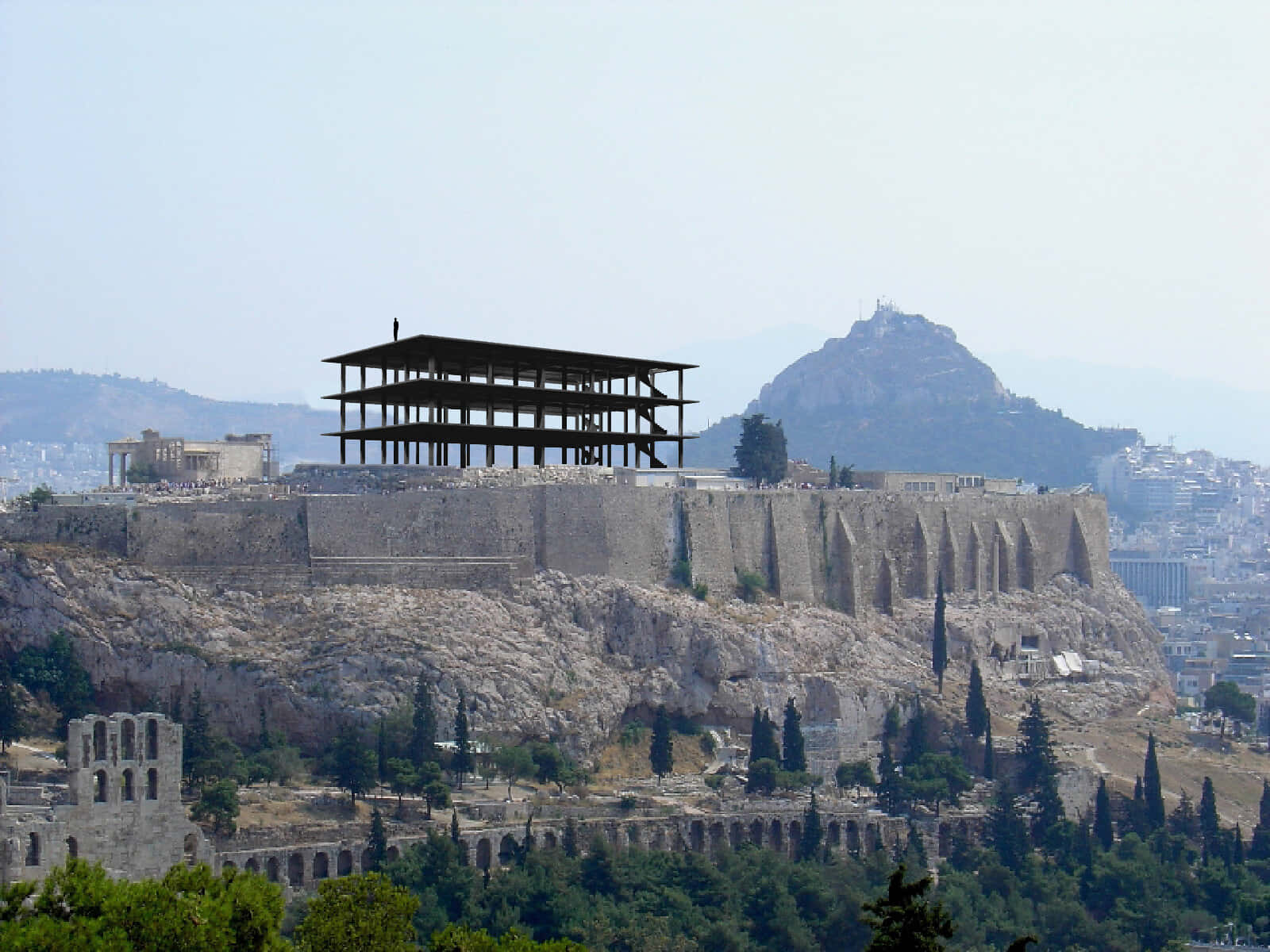 Athens Hill Scaffolding Mount Lycabettus Wallpaper