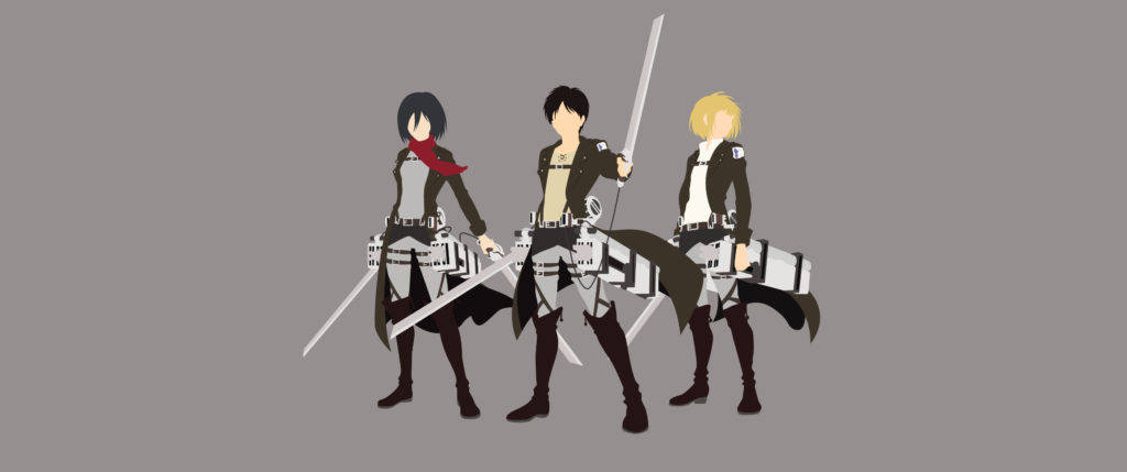 Attack On Titans Trio Minimalist Anime Wallpaper