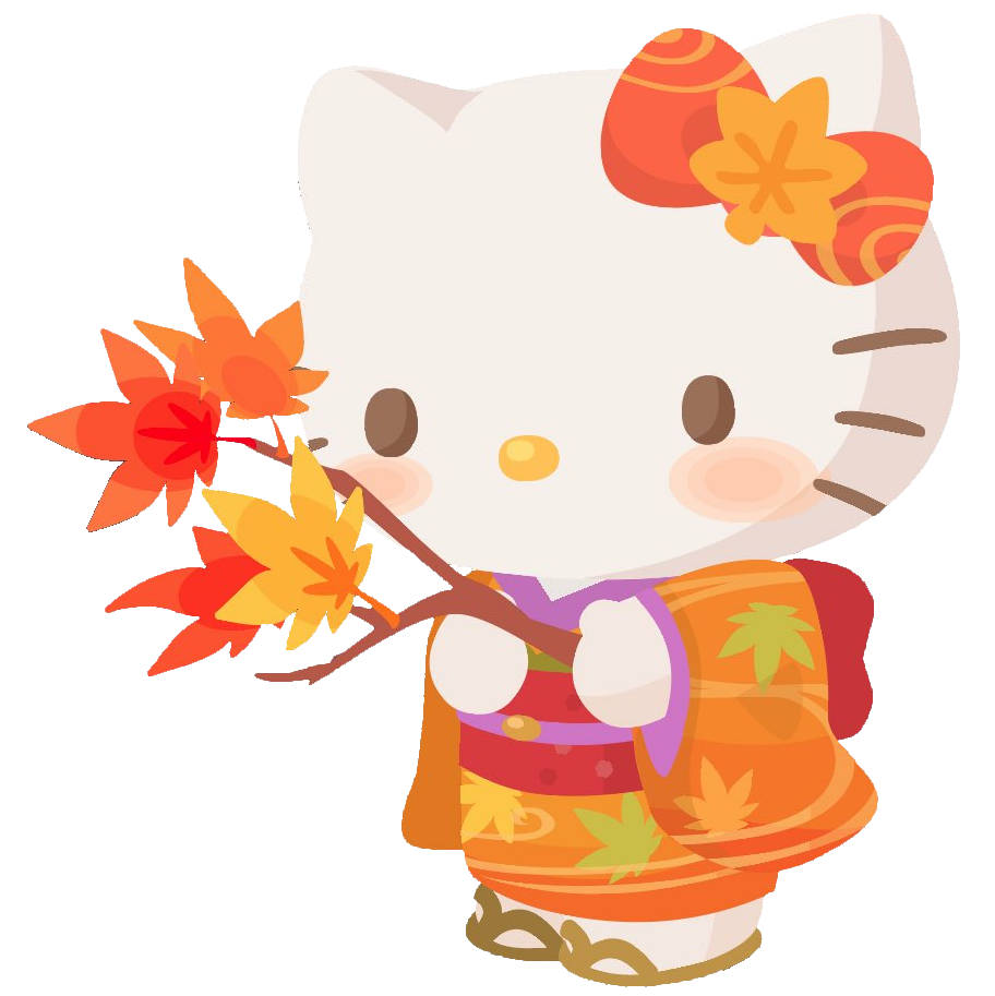 Autumn Leaves And Cartoon Hello Kitty Pfp Wallpaper