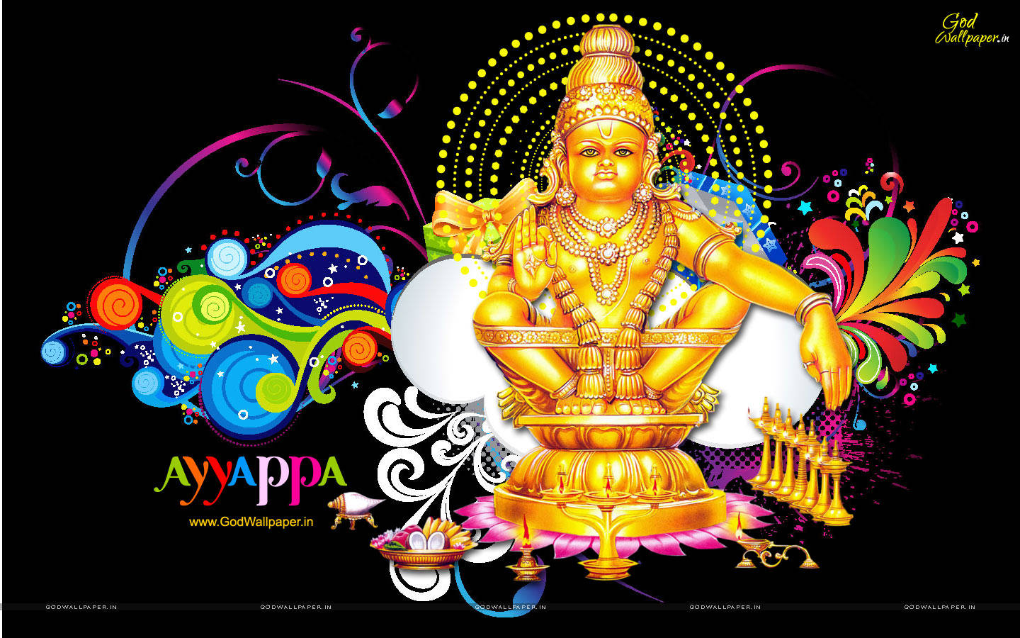 Ayyappan Colorful Art Wallpaper