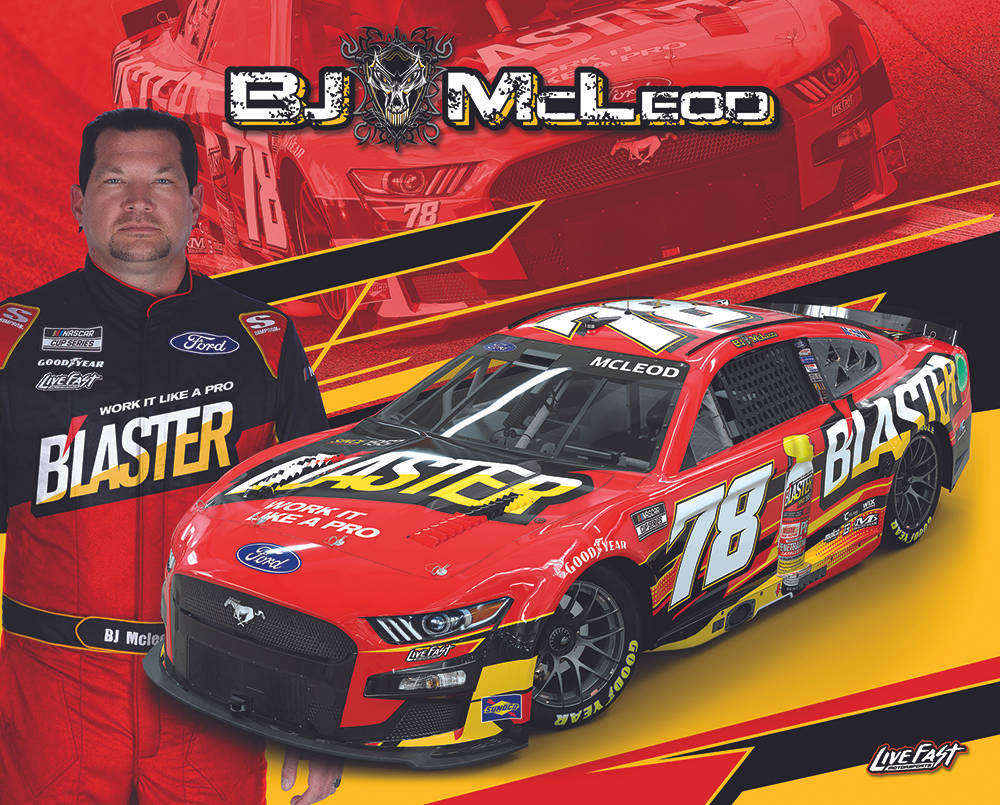 B.j. Mcleod Driving Red Blaster Stock Car Wallpaper