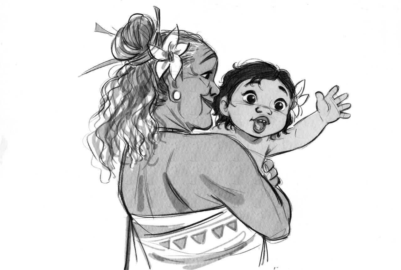 Baby Moana And Grandma Wallpaper