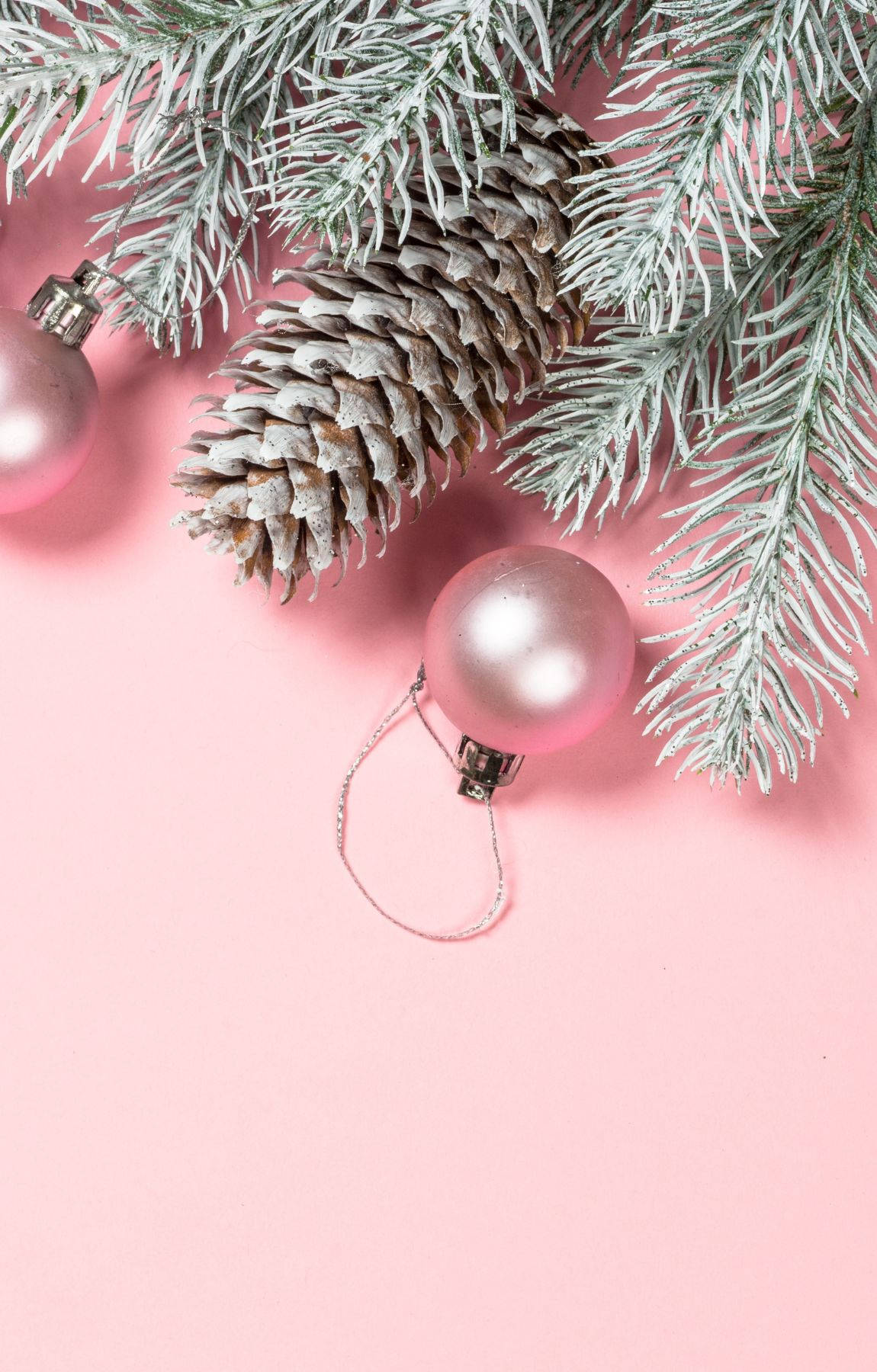 Baby Pink Christmas Ornaments Wallpaper