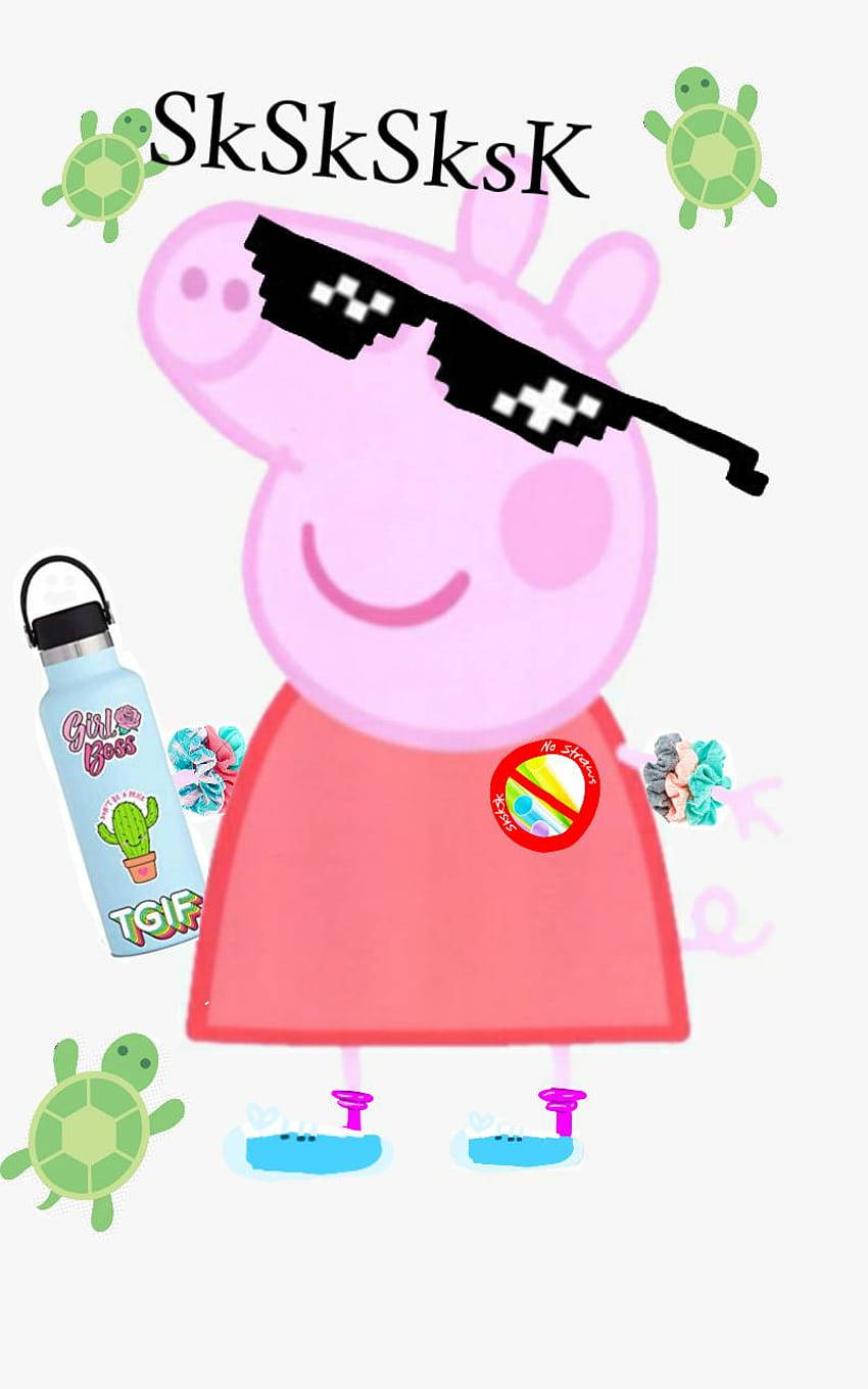 Baddie Peppa Pig Looks Cool In Her Green Jacket And Sunnies Wallpaper