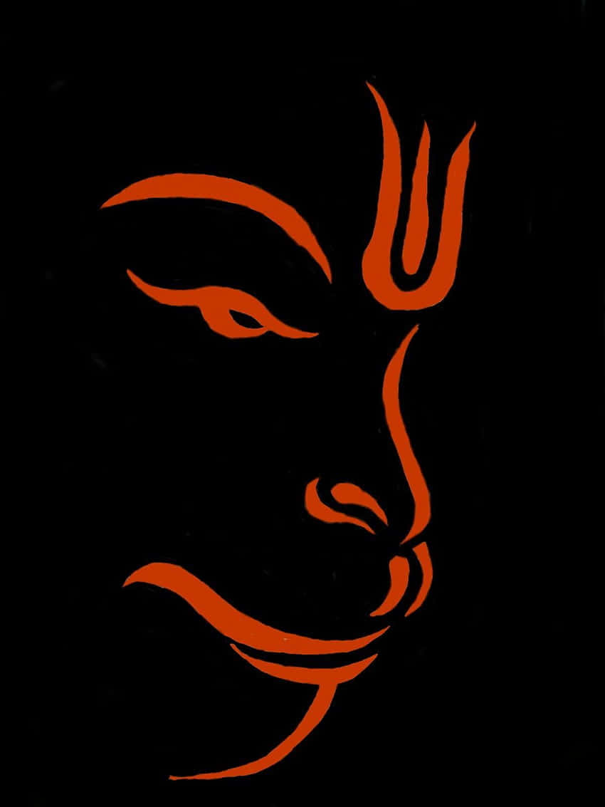 Bajrangbali Orange Line Art Wallpaper