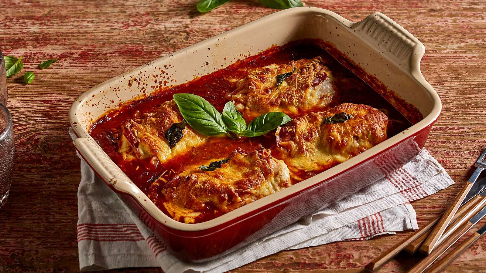 Baked Chicken Parmigiana In Red Sauce Wallpaper