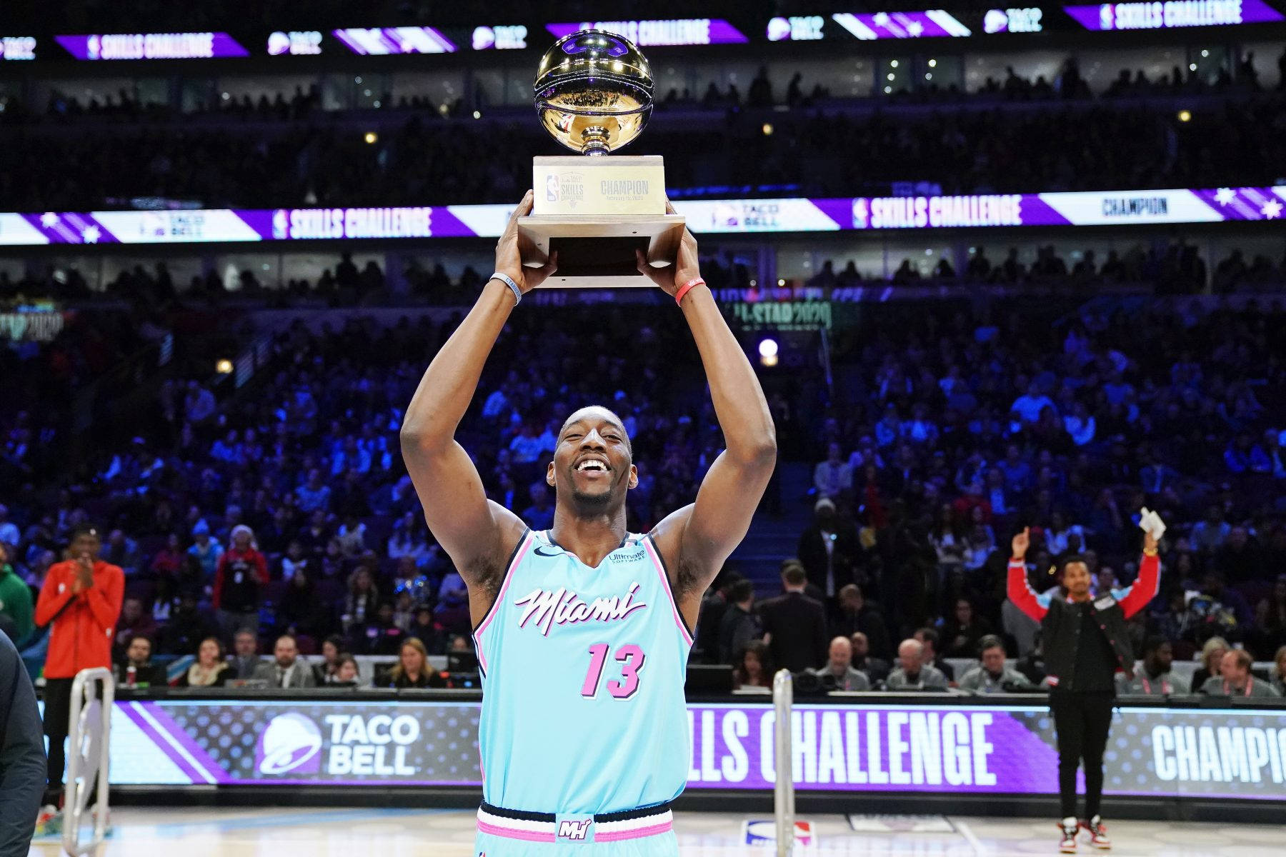 Bam Adebayo With Championship Trophy Wallpaper