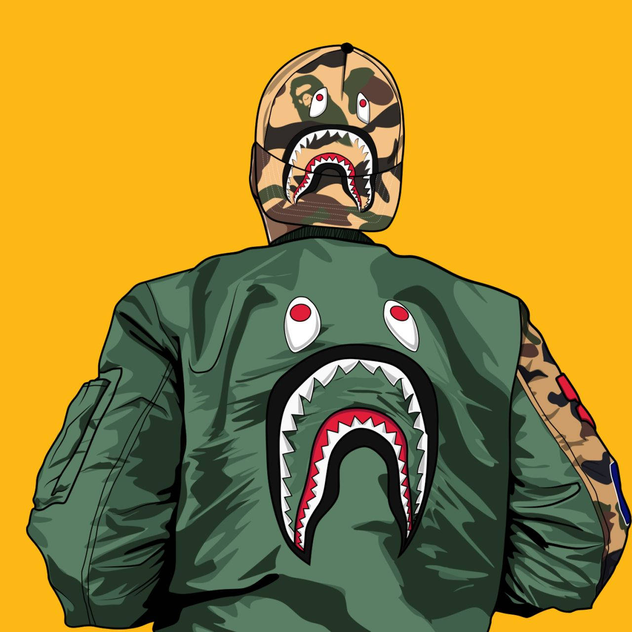 Bape Cartoon Shark Wallpaper