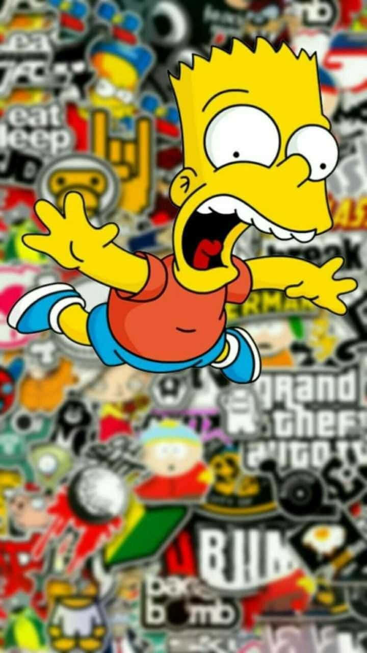 Bart Simpson Enjoying A Puff Of Green Smoke Wallpaper