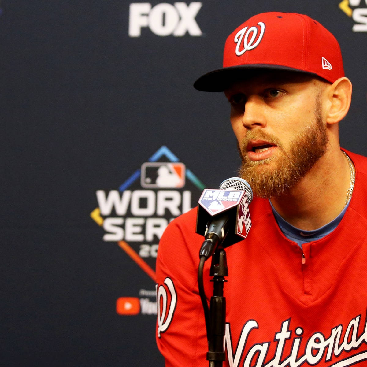 Baseball Pitcher Stephen Strasburg Being Interviewed Wallpaper