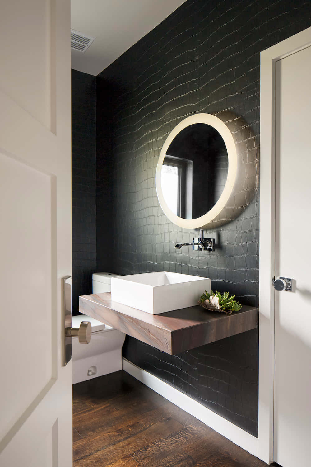 Bathroom Black Brick Walls Wallpaper