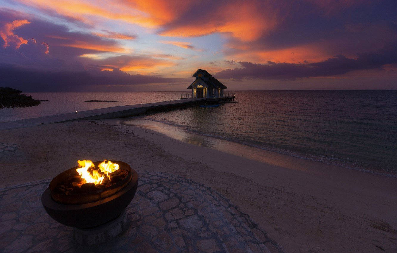 Beach Bonfire At Montego Bay Wallpaper