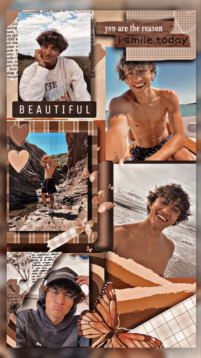 Beachside Collageof Young Man Wallpaper