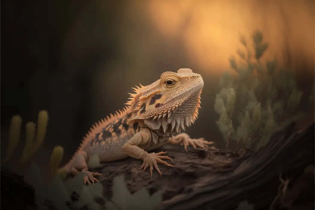 Bearded Dragon Golden Hour Portrait Wallpaper